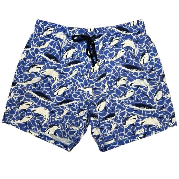 Vilebrequin Shark Print Swim Trunks SIZE XL Blue Shorts Collector 2009 Limited - Picture 1 of 12